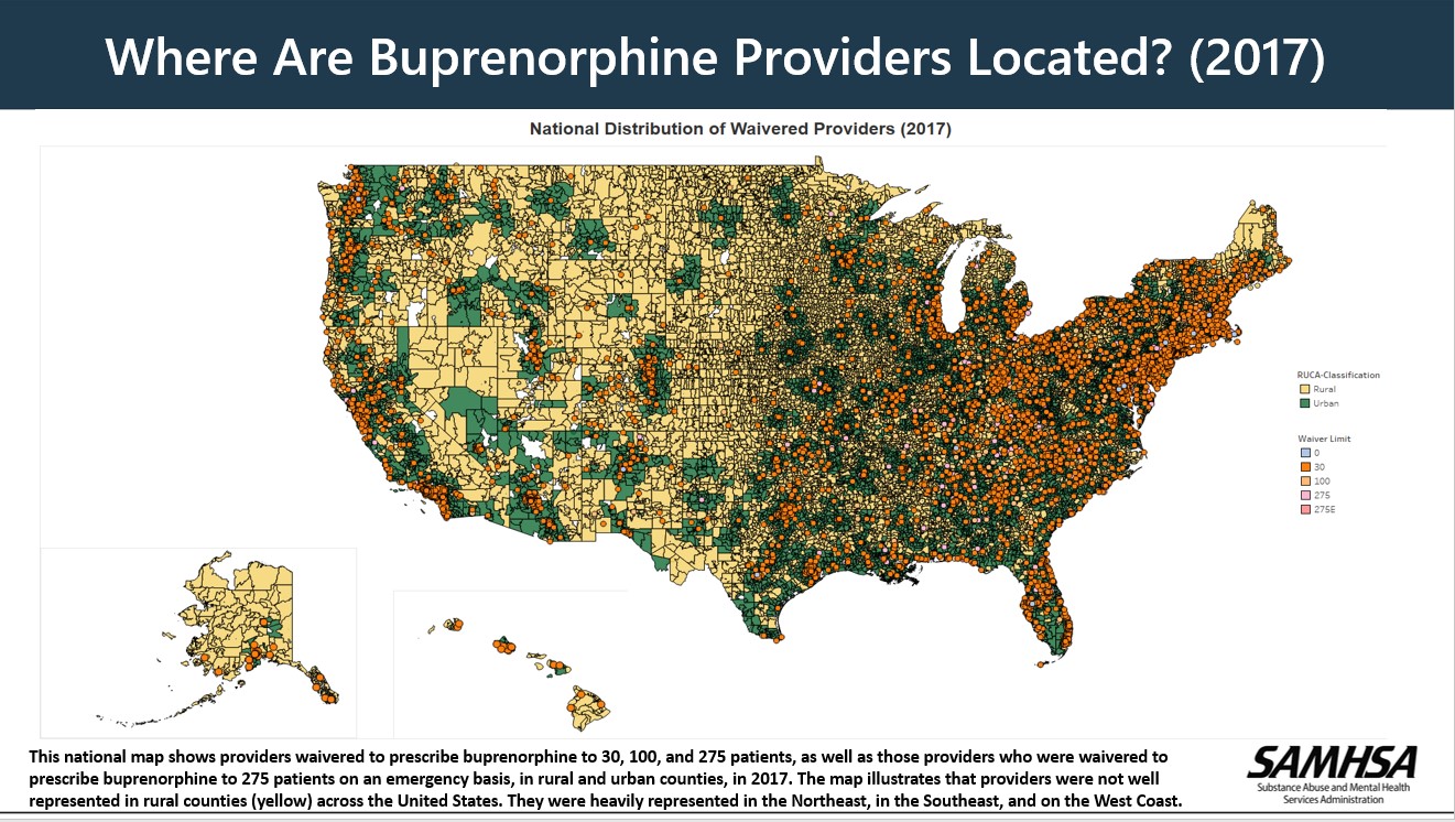 Where are Buprenorphine Providers Located (2017)
